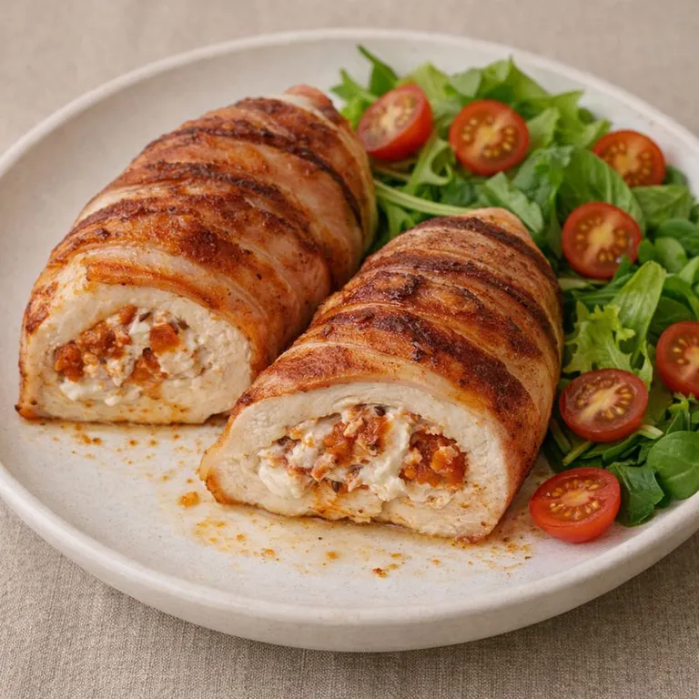 Mom's chicken — filled with cream cheese, chorizo and bacon