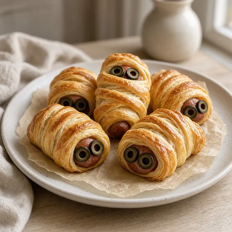 Mumie-pølsehorn i butterdej