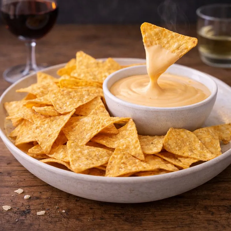 Nachos med varm ostedip