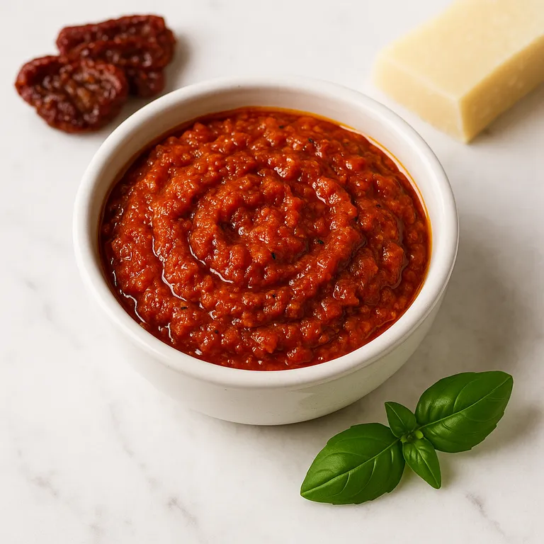 Röd pesto med soltorkade tomater och parmesan