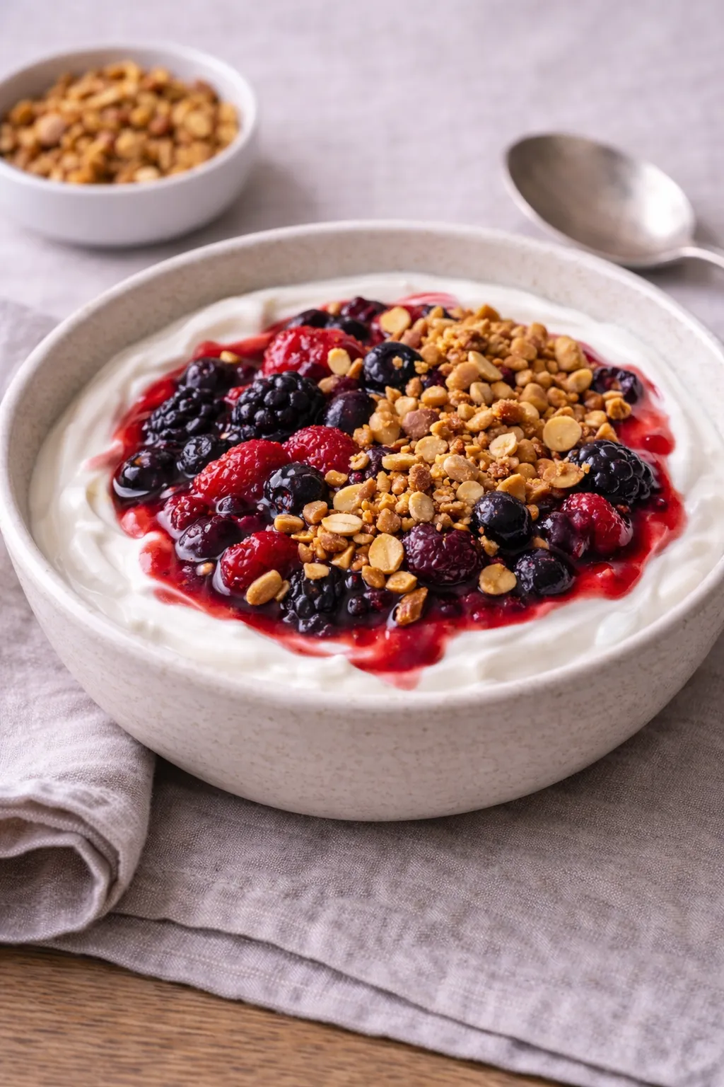 Skyr med bærkompot og nøddeknas