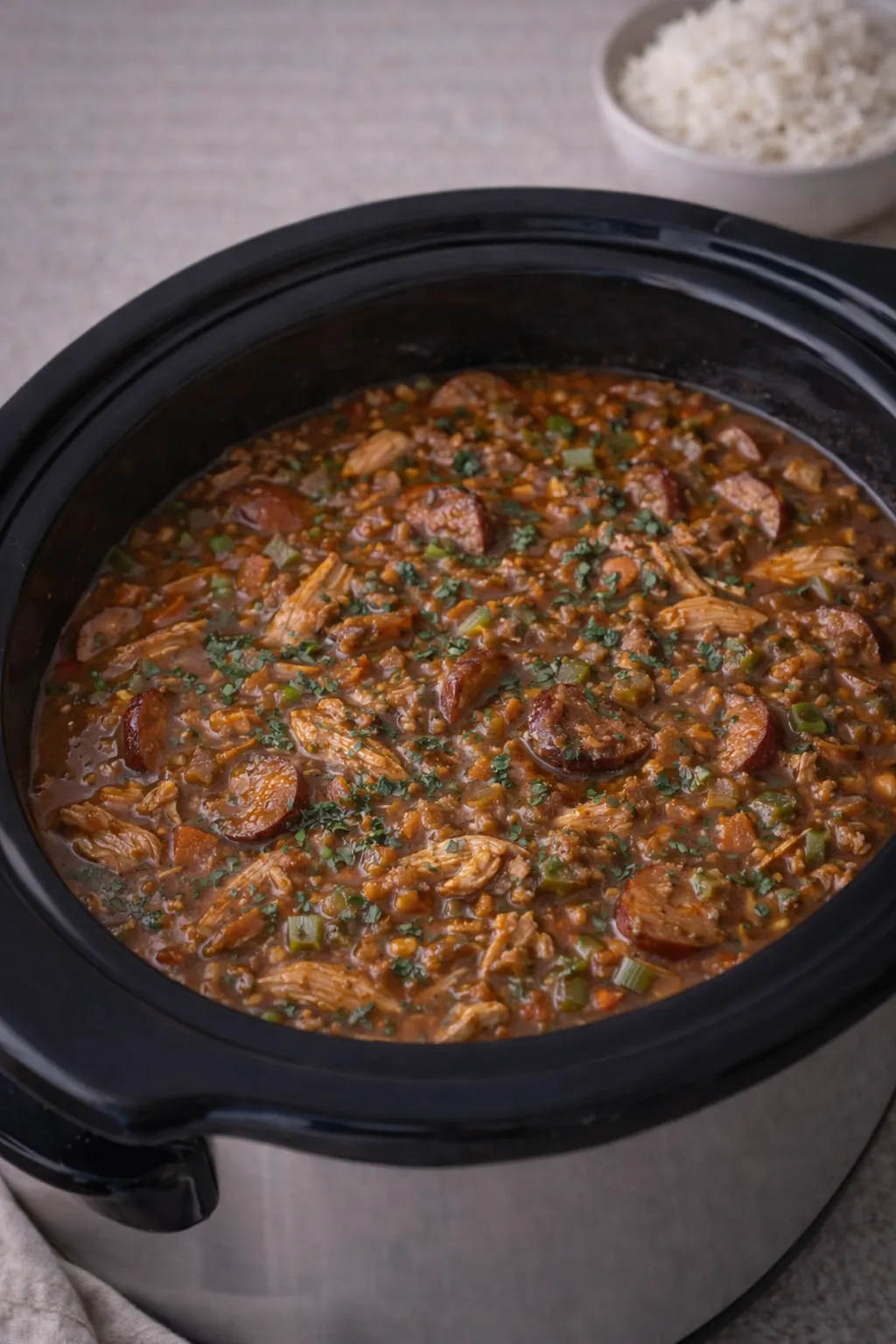 Hähnchen- und Wurst-Gumbo aus dem Slow Cooker