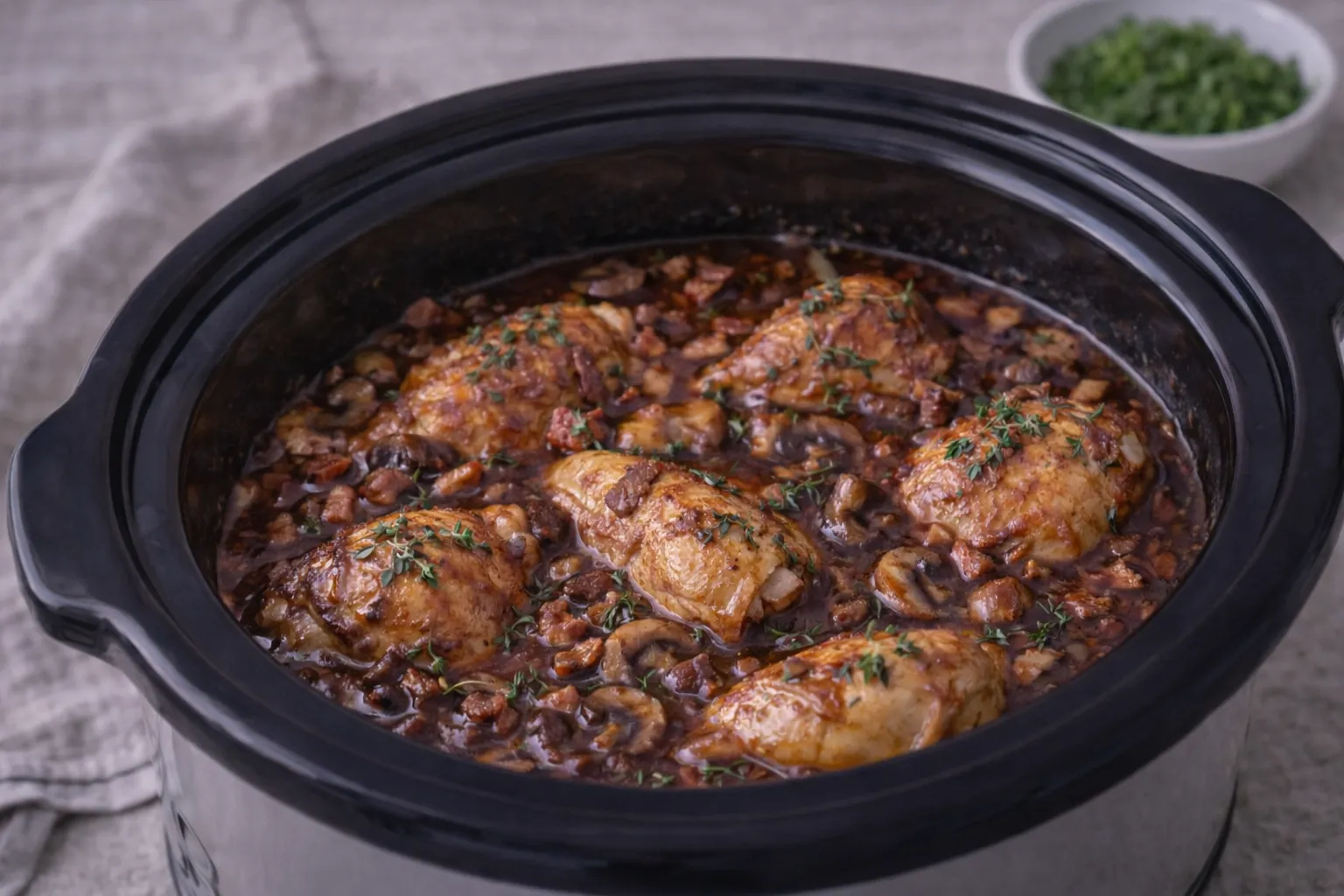 Slow cooker coq au vin