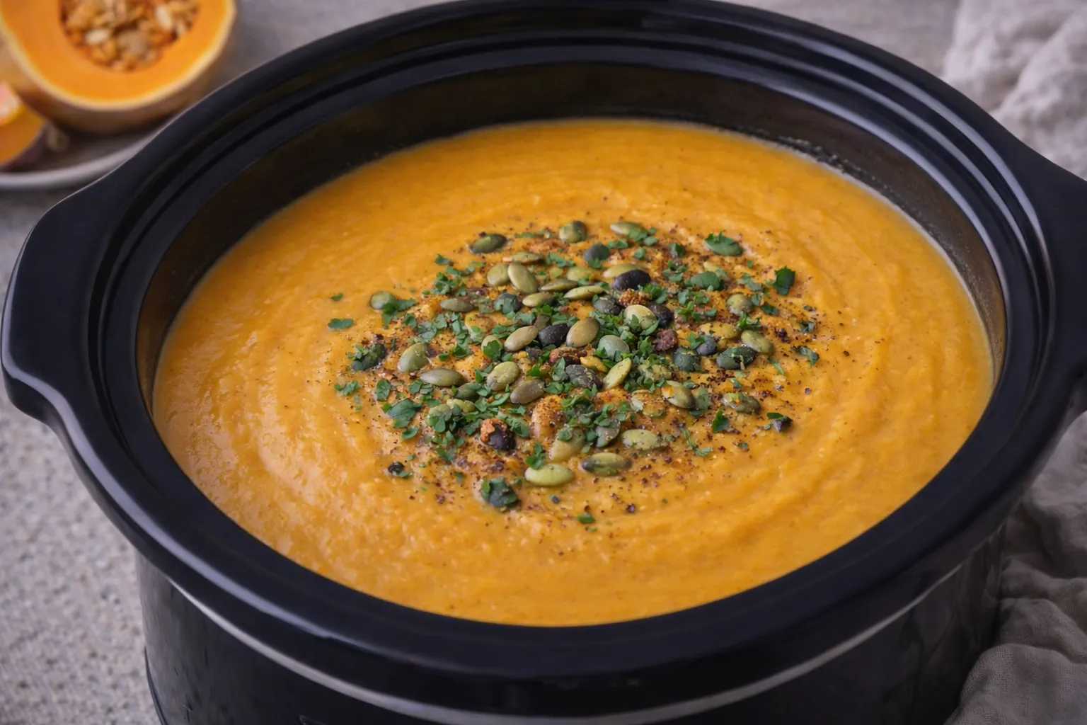 Slow cooker vegan butternut squash soup