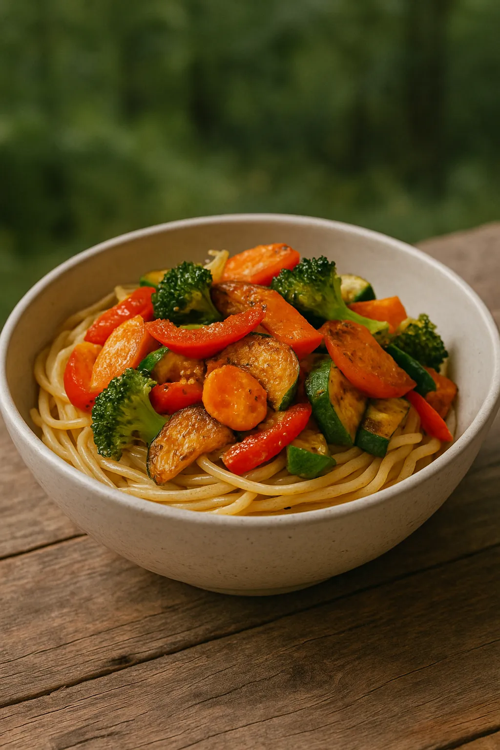 Stegte grøntsager med pasta og olivenolie – enkel og solfyldt