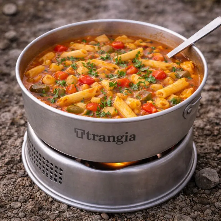 One-pot pasta på Trangia med tomat og grøntsager