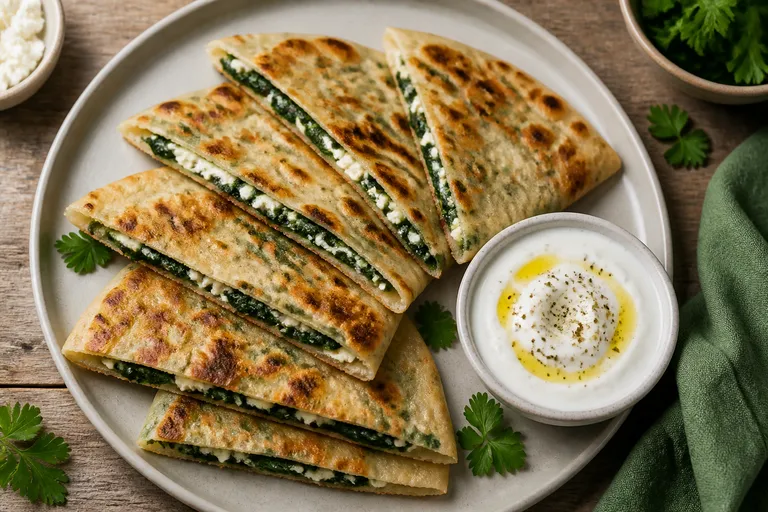 Gözleme – türkisches Fladenbrot mit Spinat und Käse