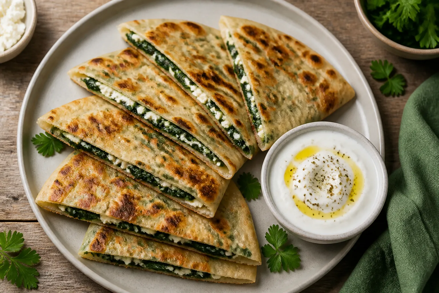 Gözleme – tyrkisk flatbrød med spinat og ost