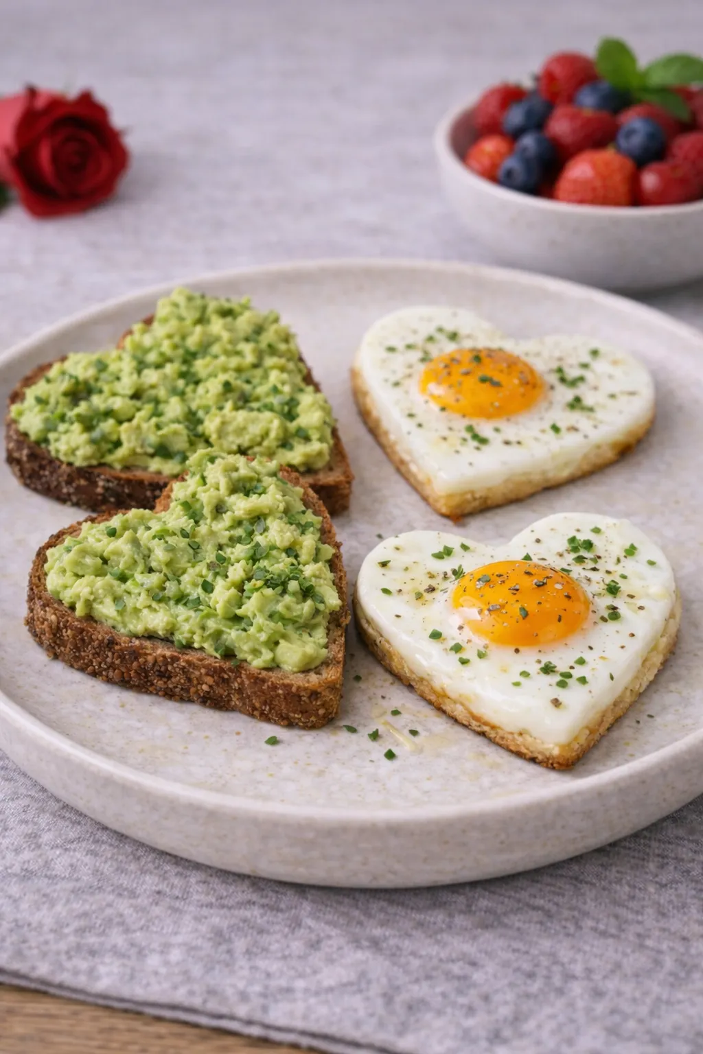 Valentine-brunch med hjerteæg og avocadotoast
