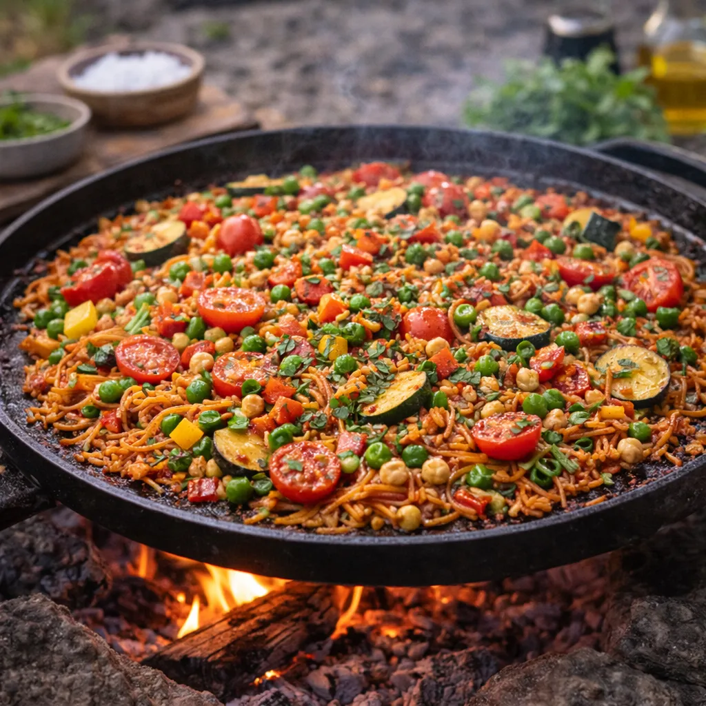 Vegetarian paella with Spanish paella pasta | Nordmad