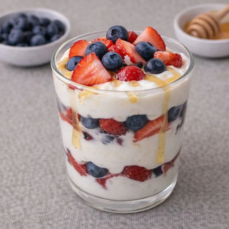 Parfait au yaourt, baies et miel