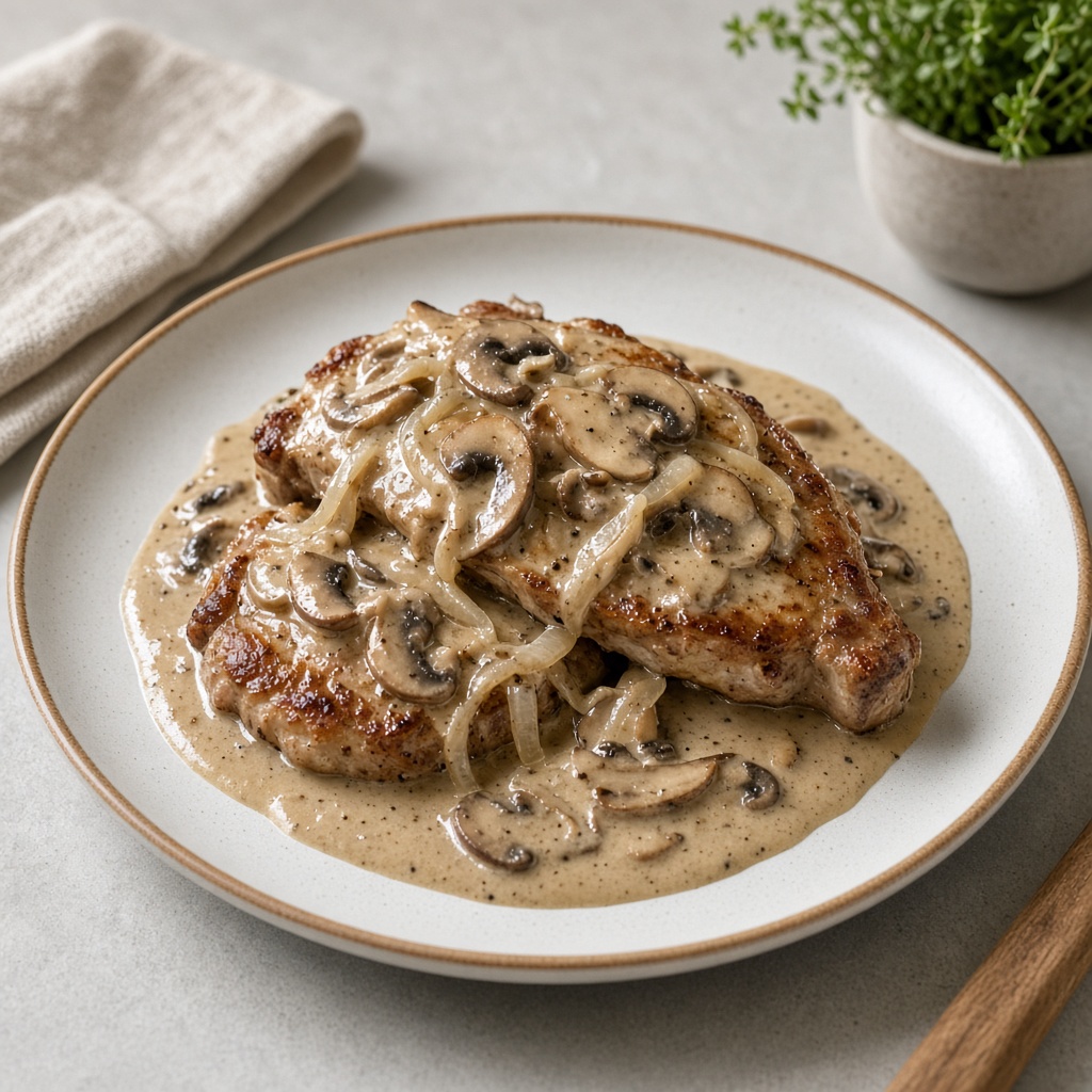 Côtes de porc aux champignons à la mijoteuse