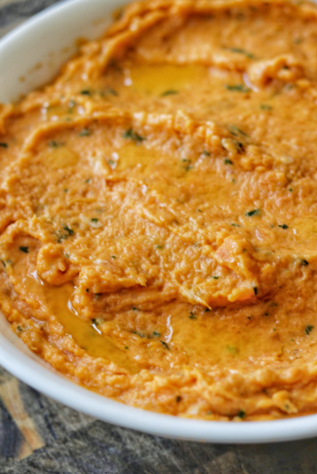 Roasted Garlic and Herb Whipped Sweet Potatoes Recipe