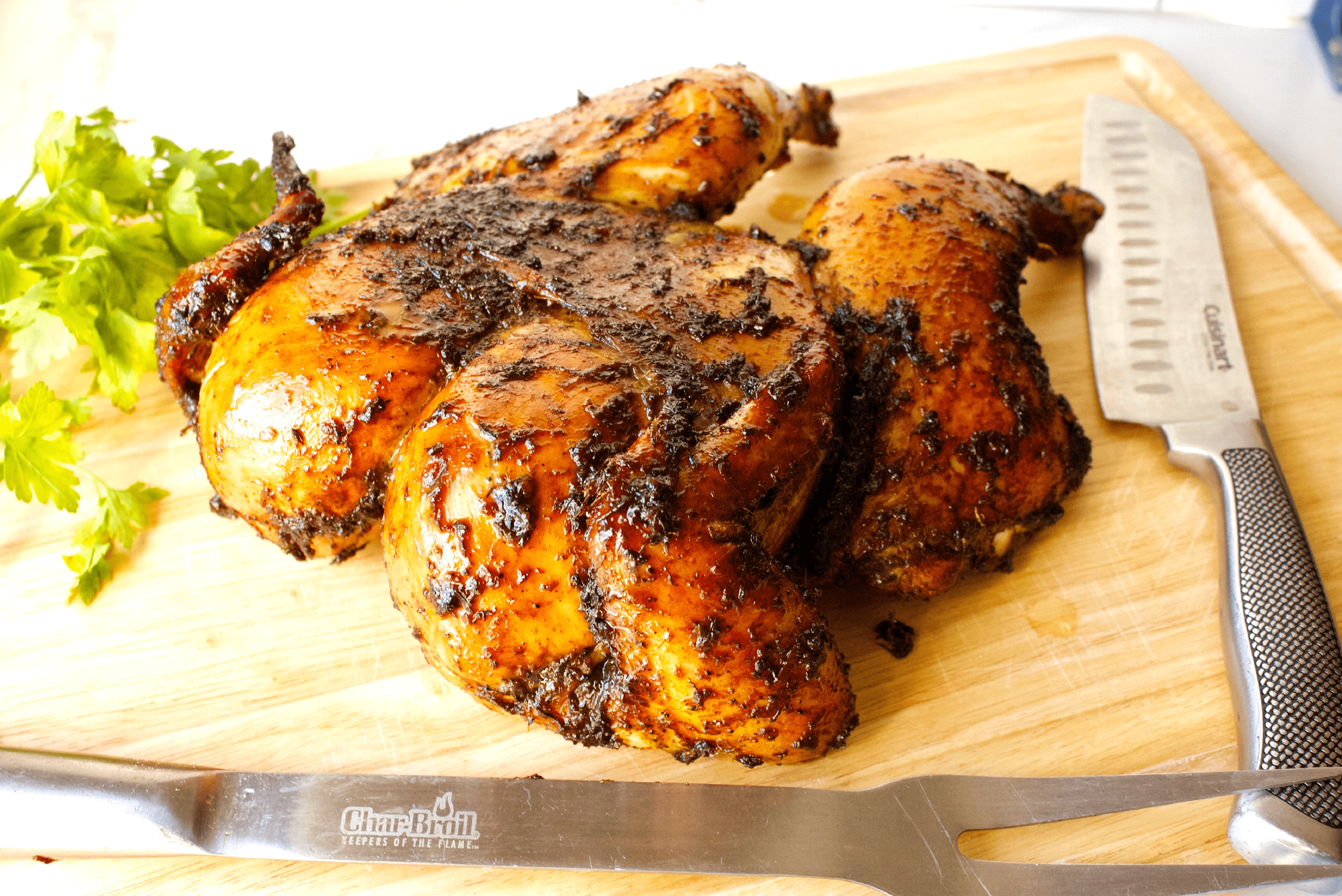 Easy Spatchcocked Roasted Jerk Chicken