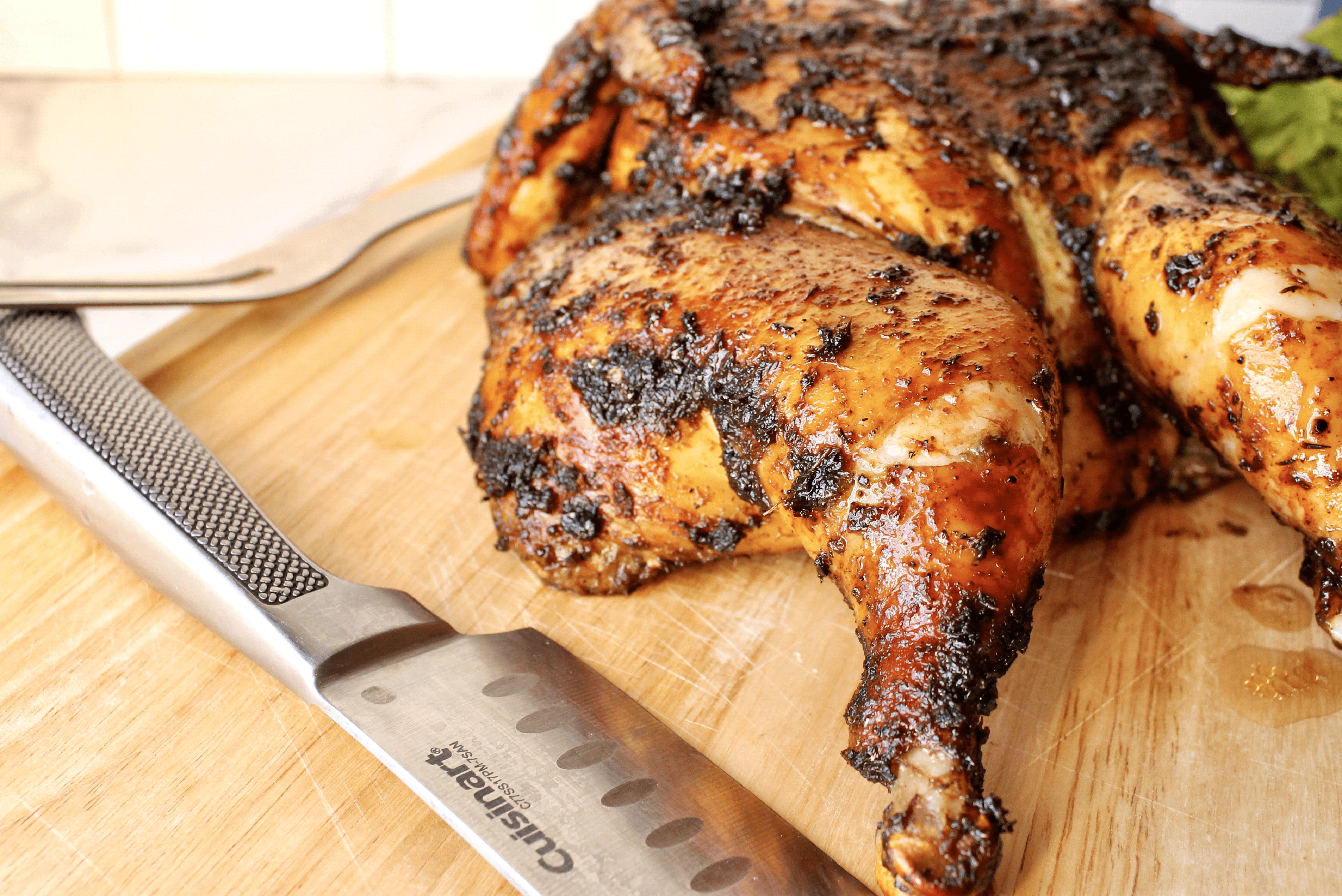 Easy Spatchcocked Roasted Jerk Chicken