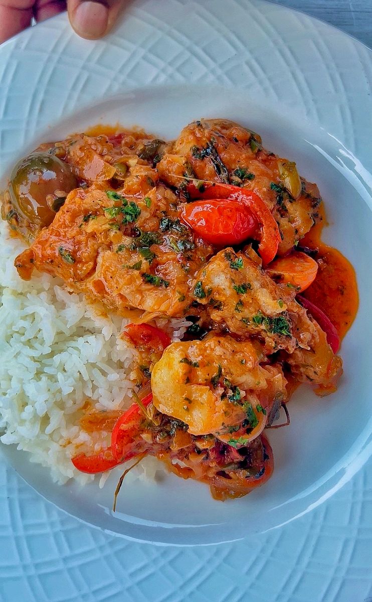 Easy Caribbean Cod Fish Dinner in Creamy Coconut Tomato Sauce