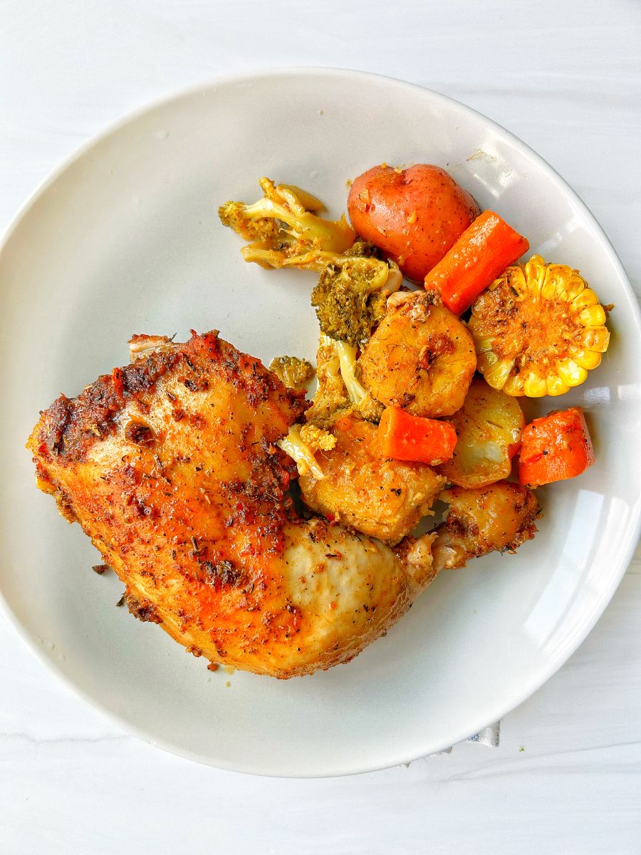 Roast Spatchcocked (Butterflied) Chicken with Veggies 