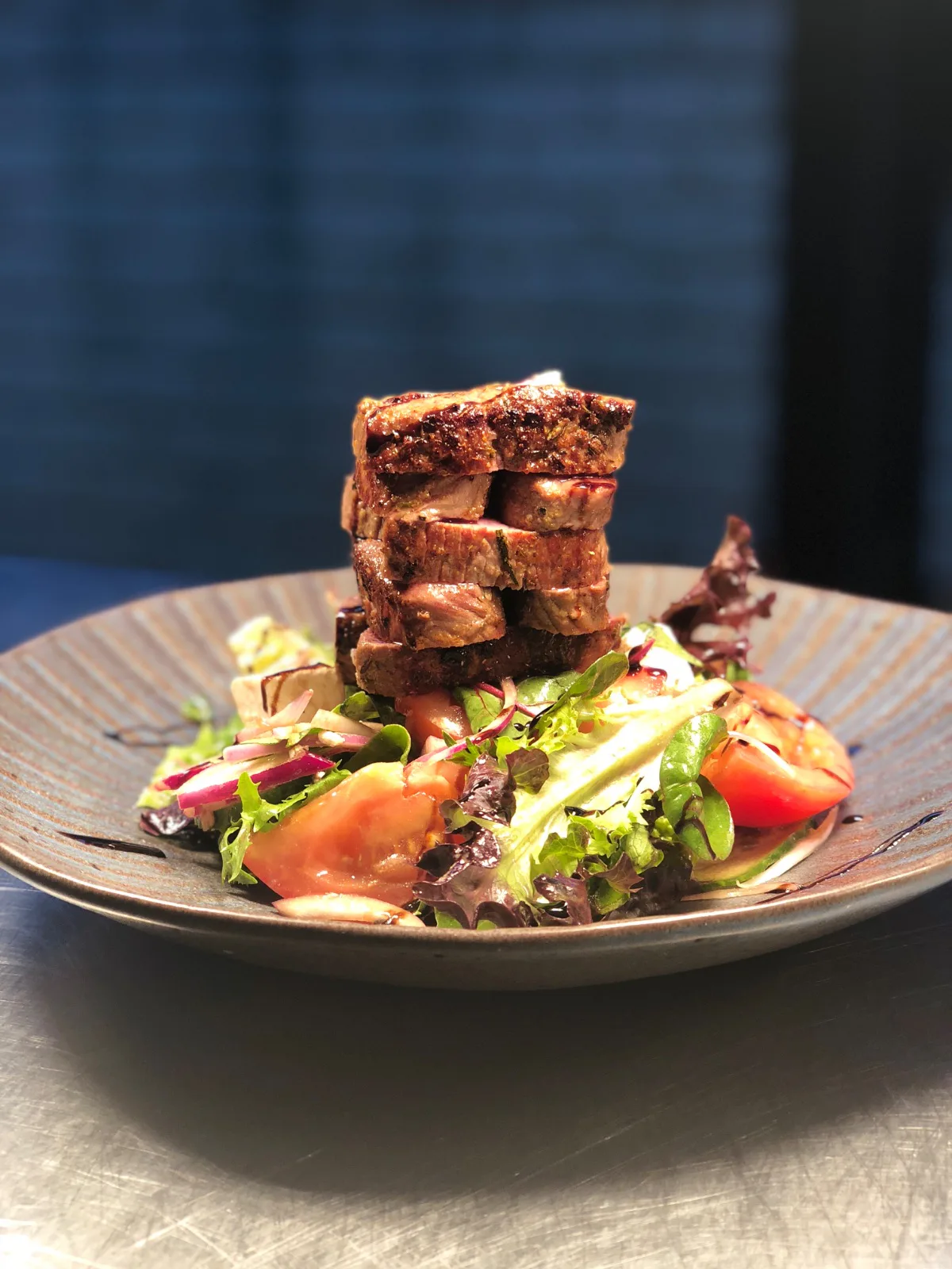Lamb and garden salad