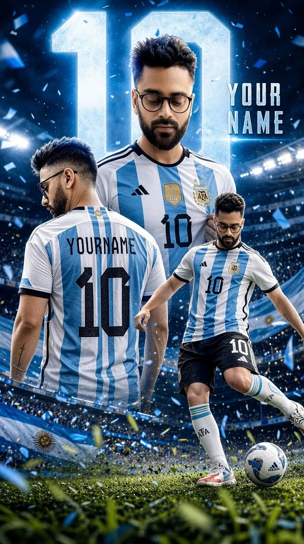 Dynamic Argentina football poster
