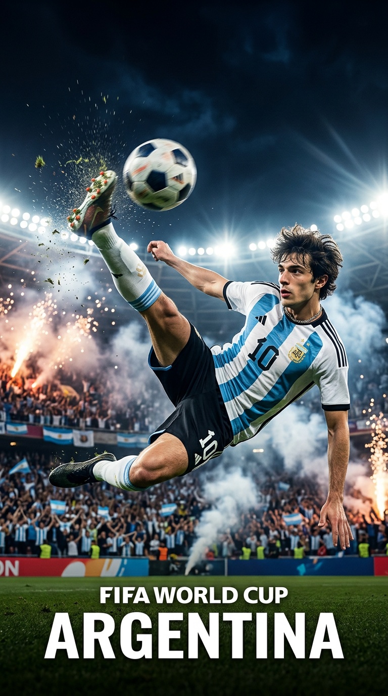 World Cup football poster of a star player