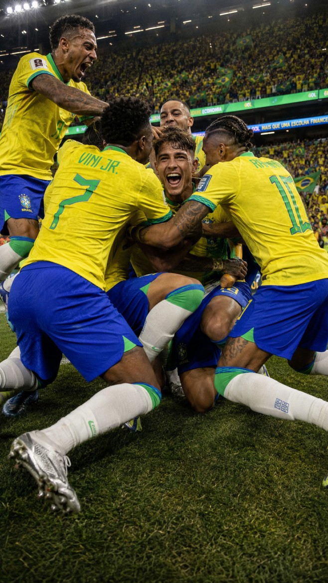 Brazilian Soccer Victory Pileup