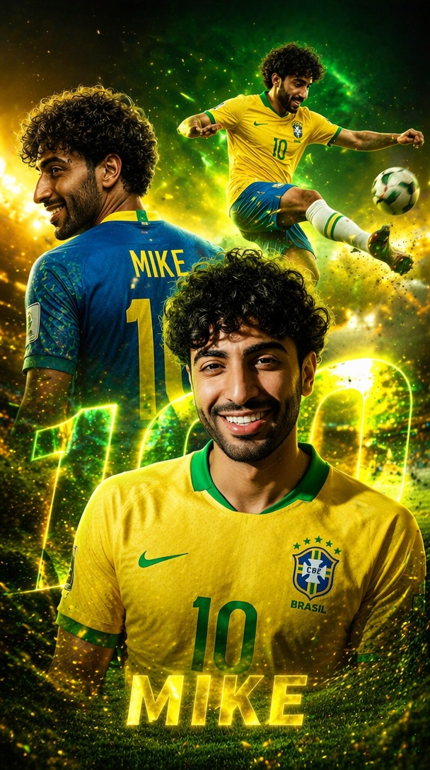 Professional Brazil football poster