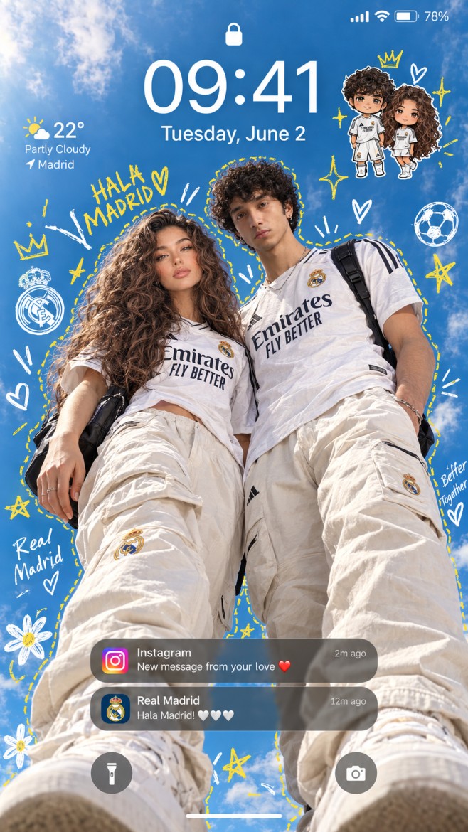 Hala Madrid Couple Sky Wallpaper