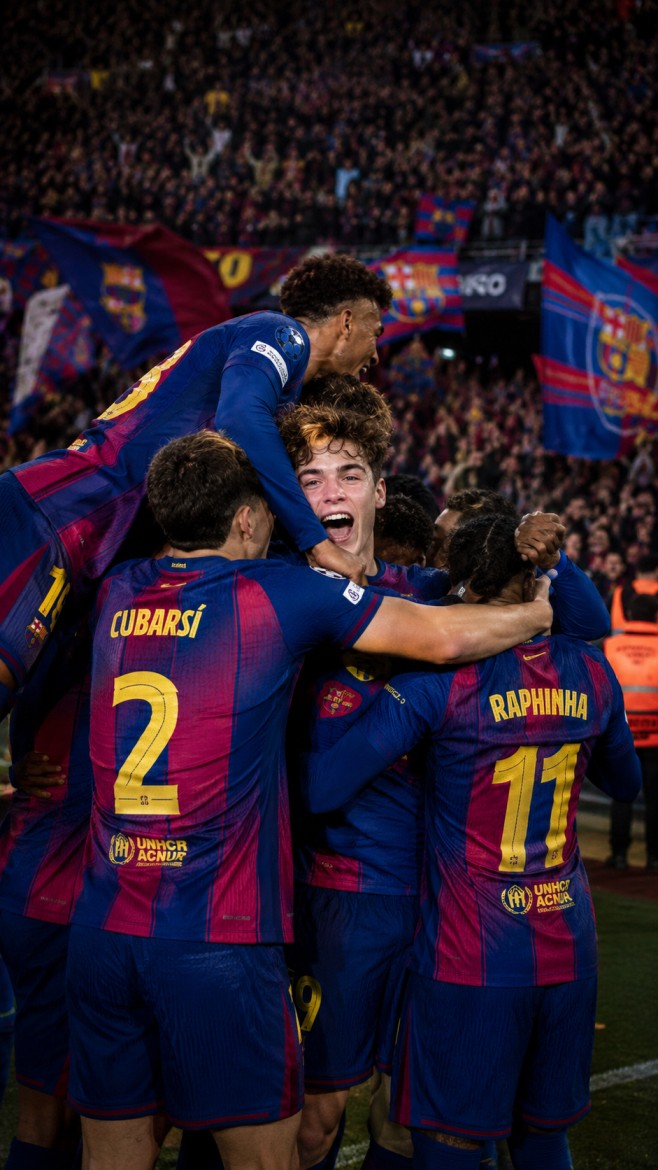 Barcelona Goal Celebration Pile‑Up