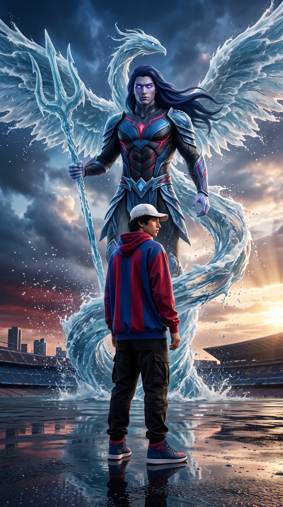 FC Barcelona — Azure Water Phoenix AI prompt artwork