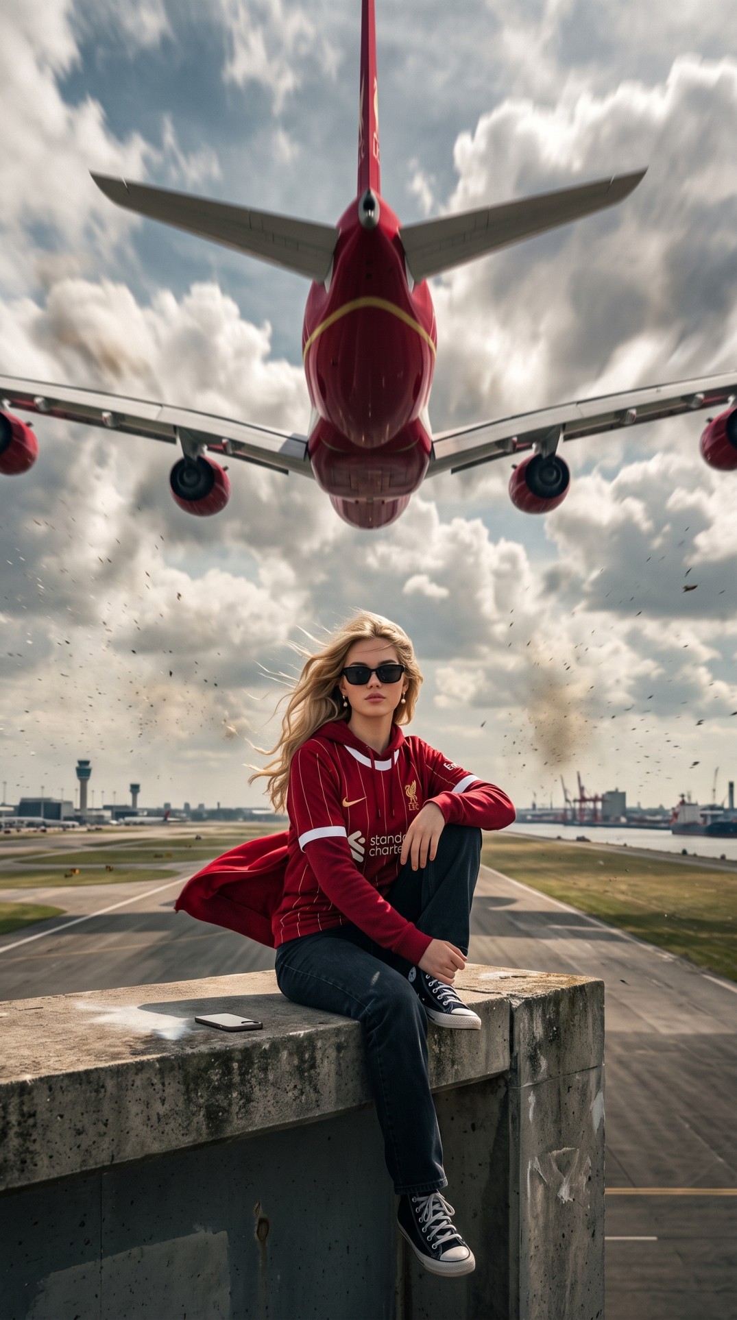 Liverpool FC – Red Sky Takeoff ✈️ AI prompt artwork