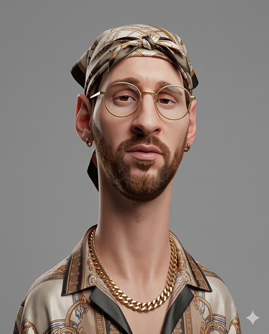 exaggerated stylized 3D caricature character portrait