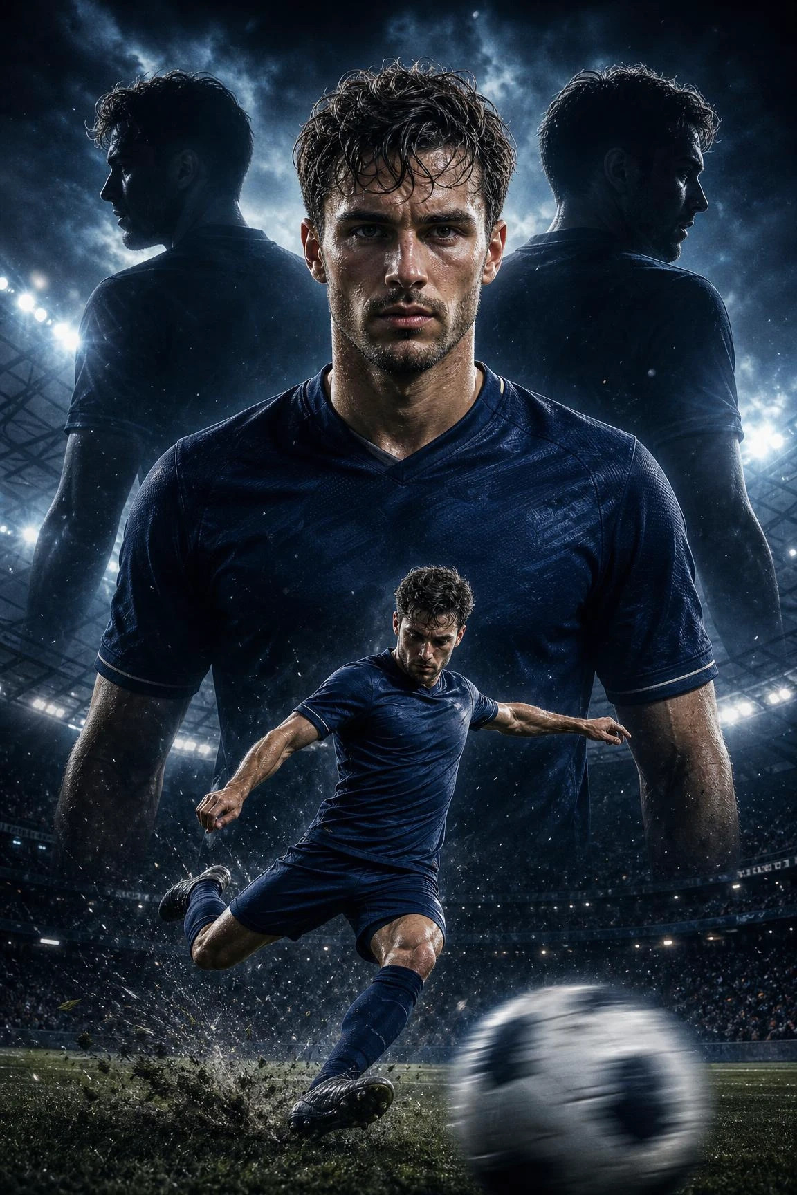 Football Player Under Lights