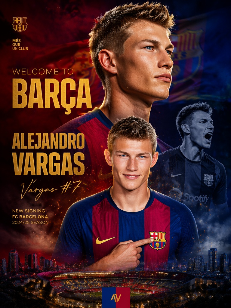 Dramatic FC Barcelona welcome poster