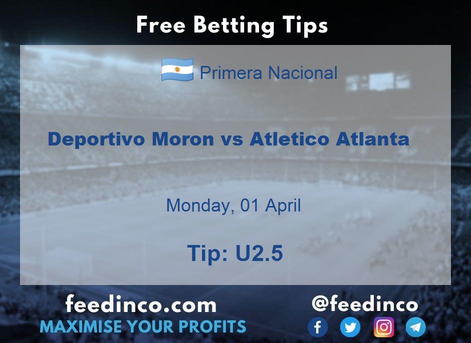 Deportivo Moron vs Atletico Atlanta Prediction
