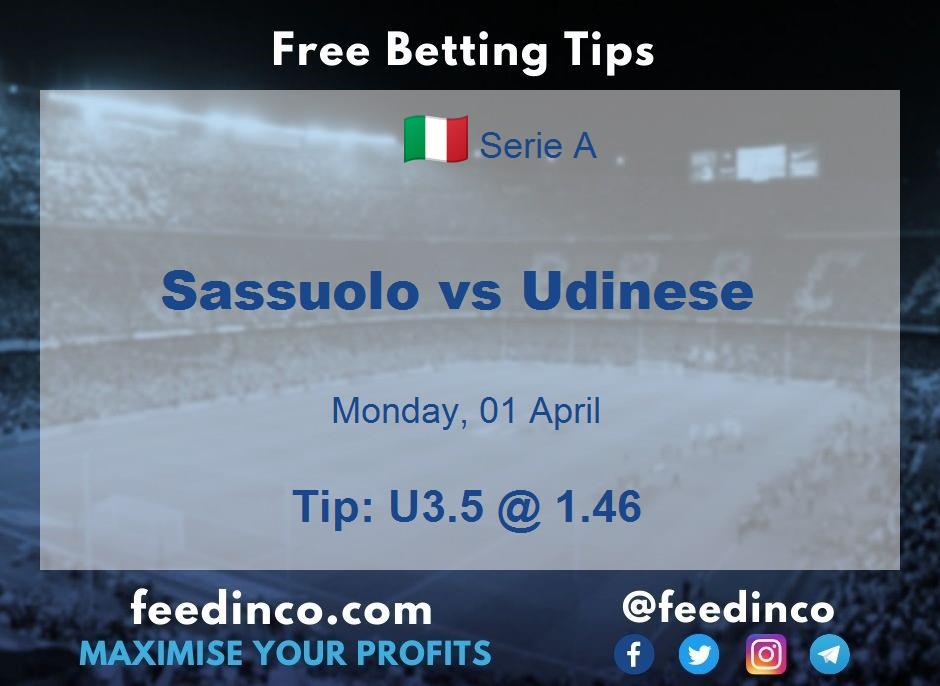 Sassuolo vs Udinese Prediction