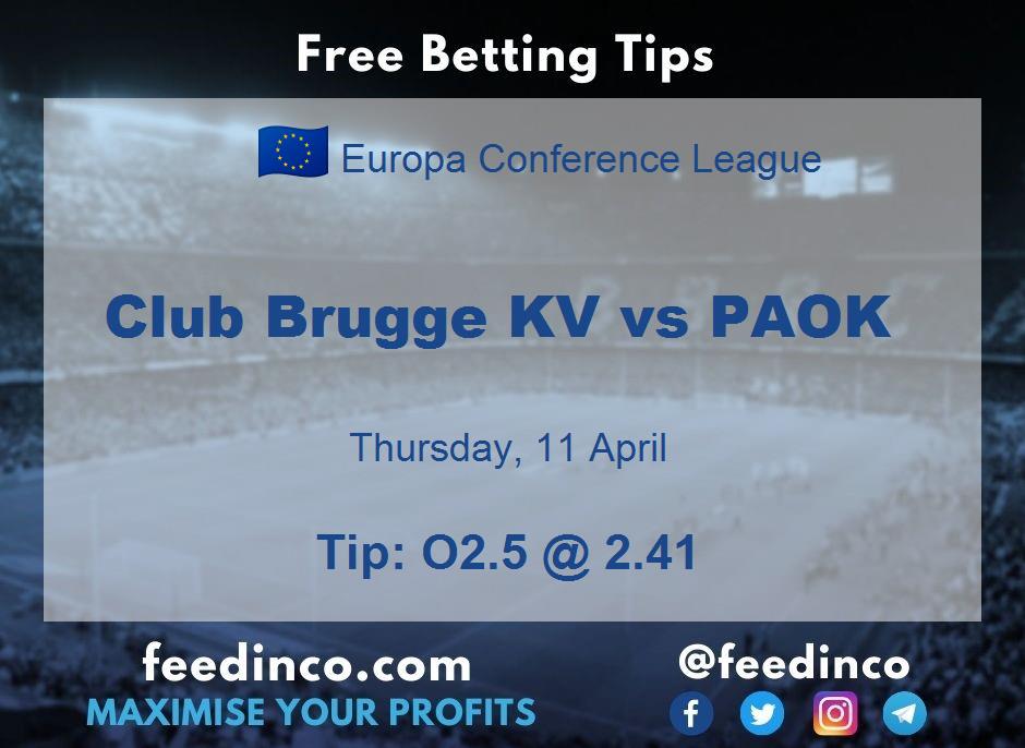 Club Brugge KV vs PAOK Prediction
