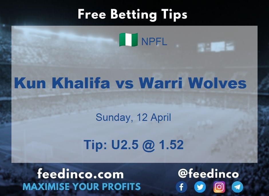 Kun Khalifa vs Warri Wolves Prediction
