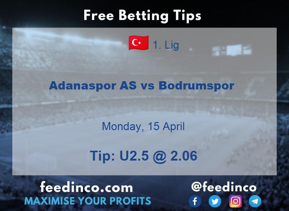 Adanaspor AS vs Bodrumspor Prediction