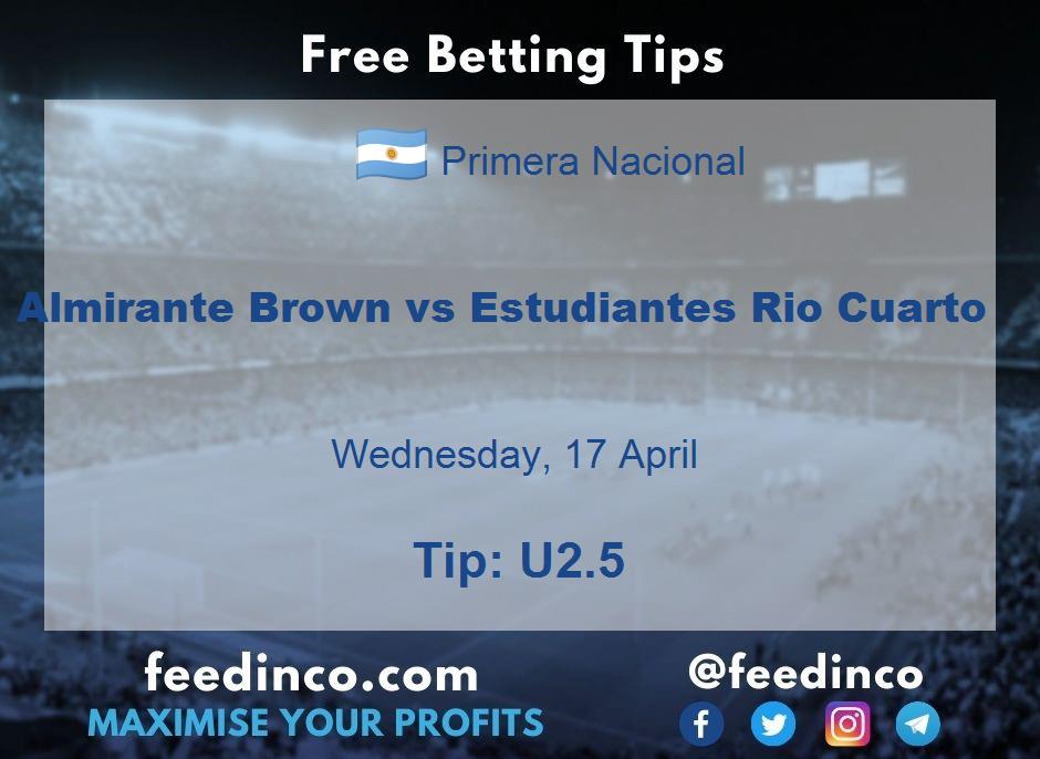Almirante Brown vs Estudiantes Rio Cuarto Prediction