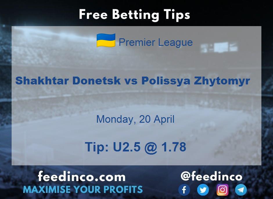 Shakhtar Donetsk vs Polissya Zhytomyr Prediction