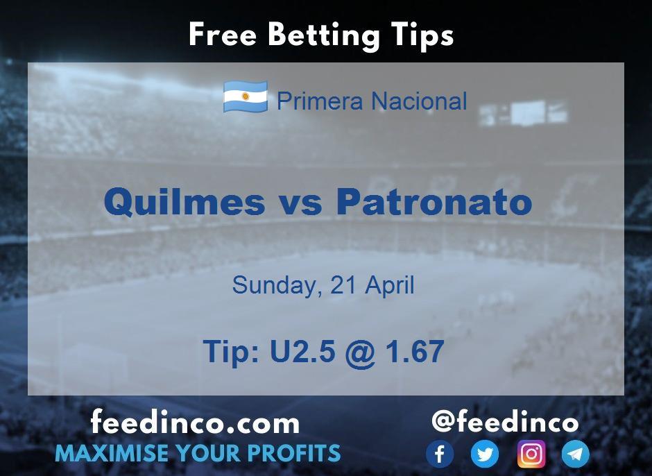 Quilmes vs Patronato Prediction