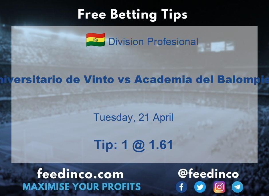 Universitario de Vinto vs Academia del Balompie Prediction