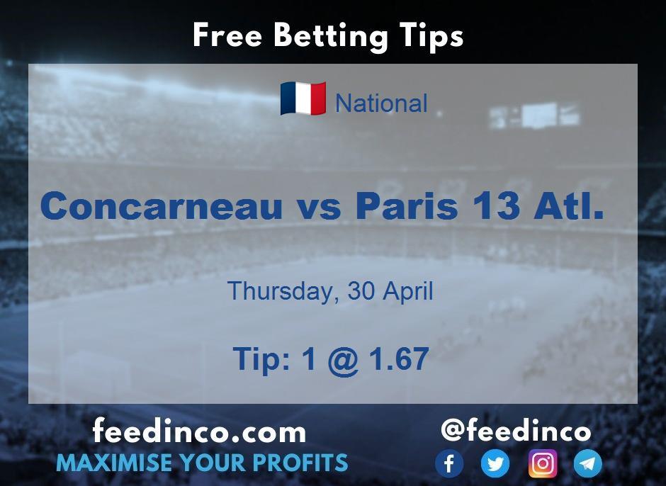 Concarneau vs Paris 13 Atl. Prediction