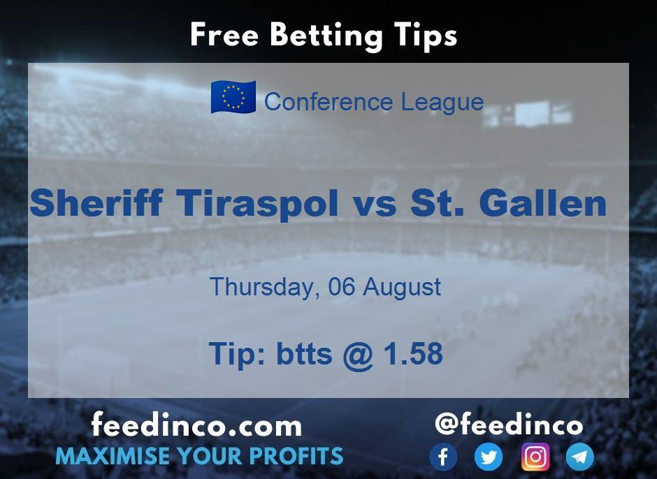 Sheriff Tiraspol vs St. Gallen Prediction Sheriff Tiraspol vs St. Gallen Prediction