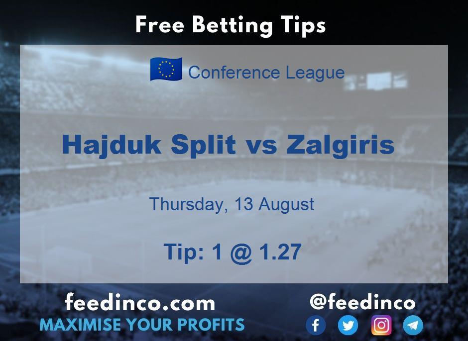 Hajduk Split vs Zalgiris Prediction Hajduk Split vs Zalgiris Prediction