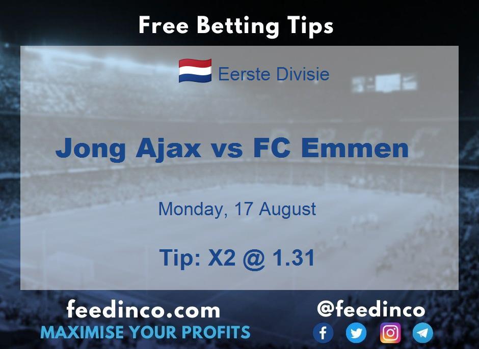 Jong Ajax vs FC Emmen Prediction Jong Ajax vs FC Emmen Prediction