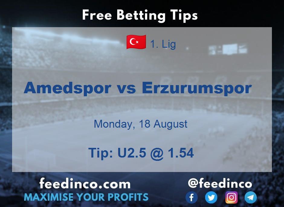 Amedspor vs Erzurumspor Prediction