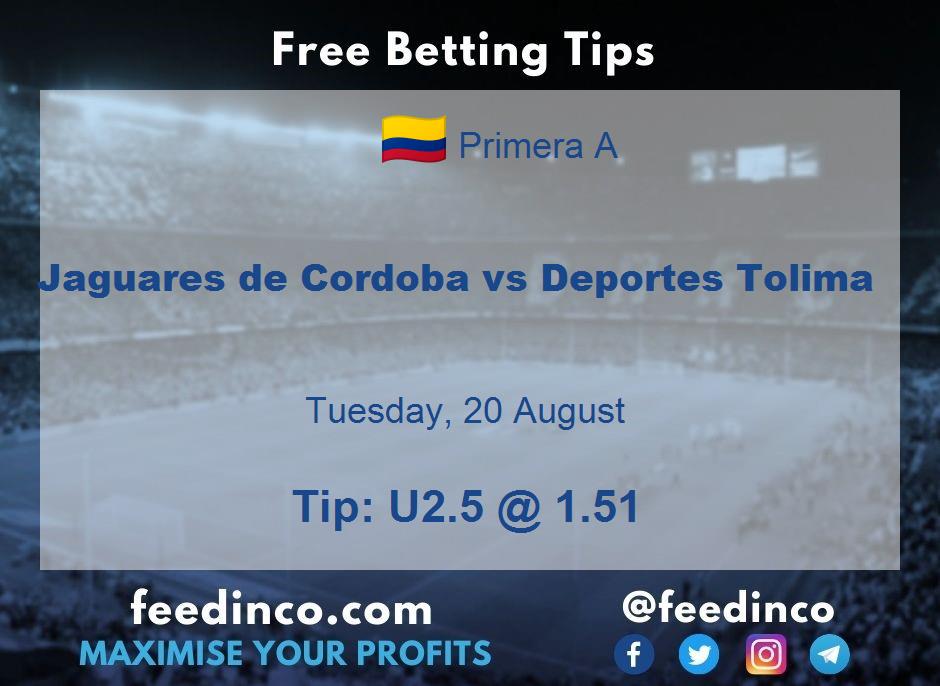 Jaguares de Cordoba vs Deportes Tolima Prediction