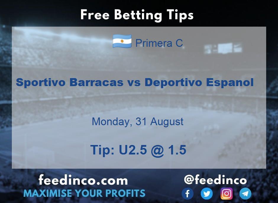 Sportivo Barracas vs Deportivo Espanol Prediction