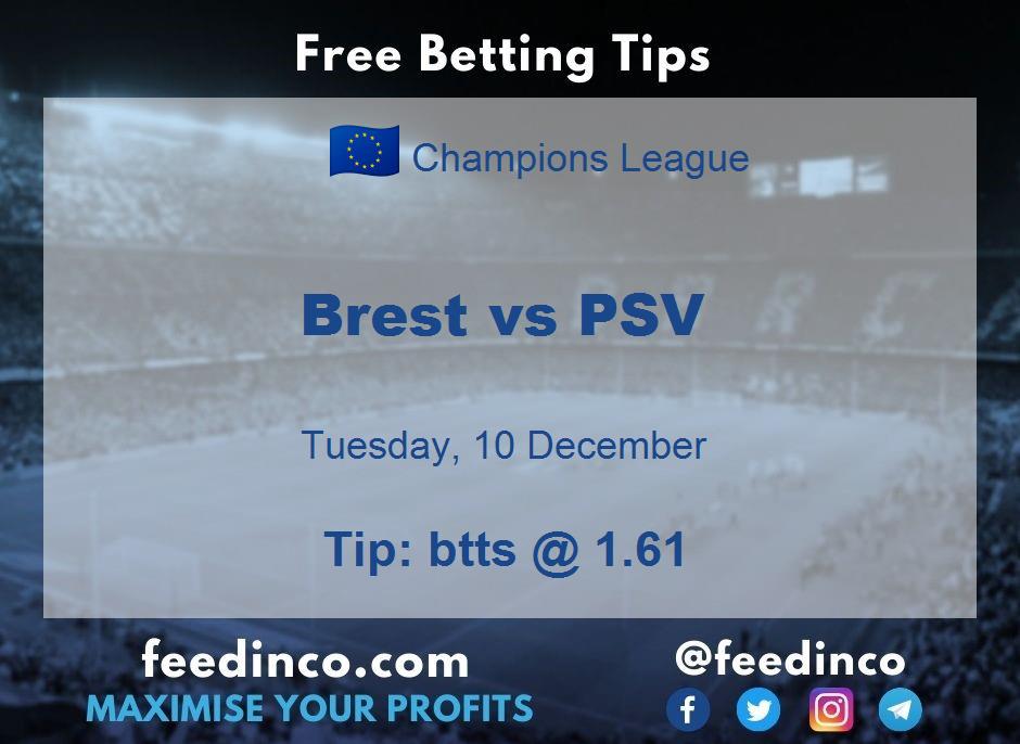 Brest vs PSV Prediction Brest vs PSV Prediction